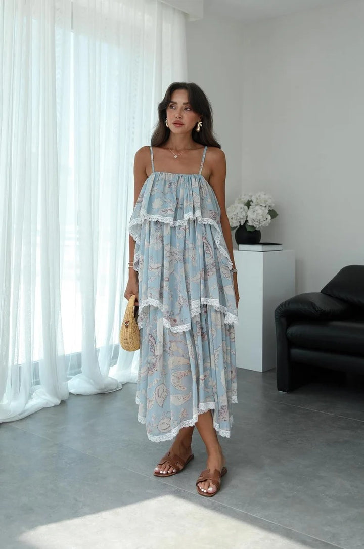 Boho Ruffle Patchwork Maxi Dress