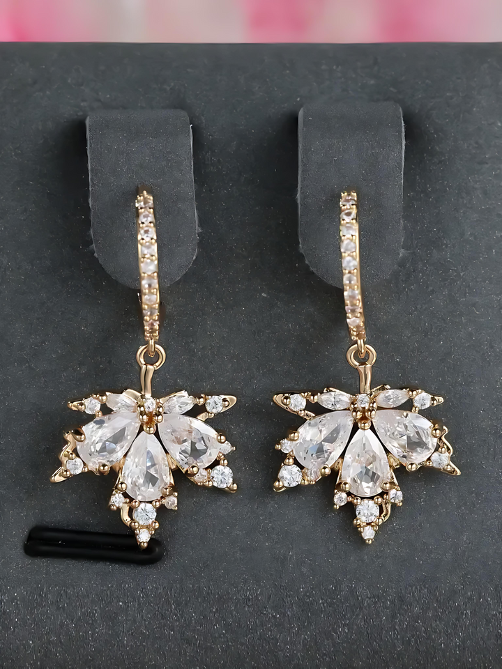 Maple Leaf Gemstone Dangle Earrings