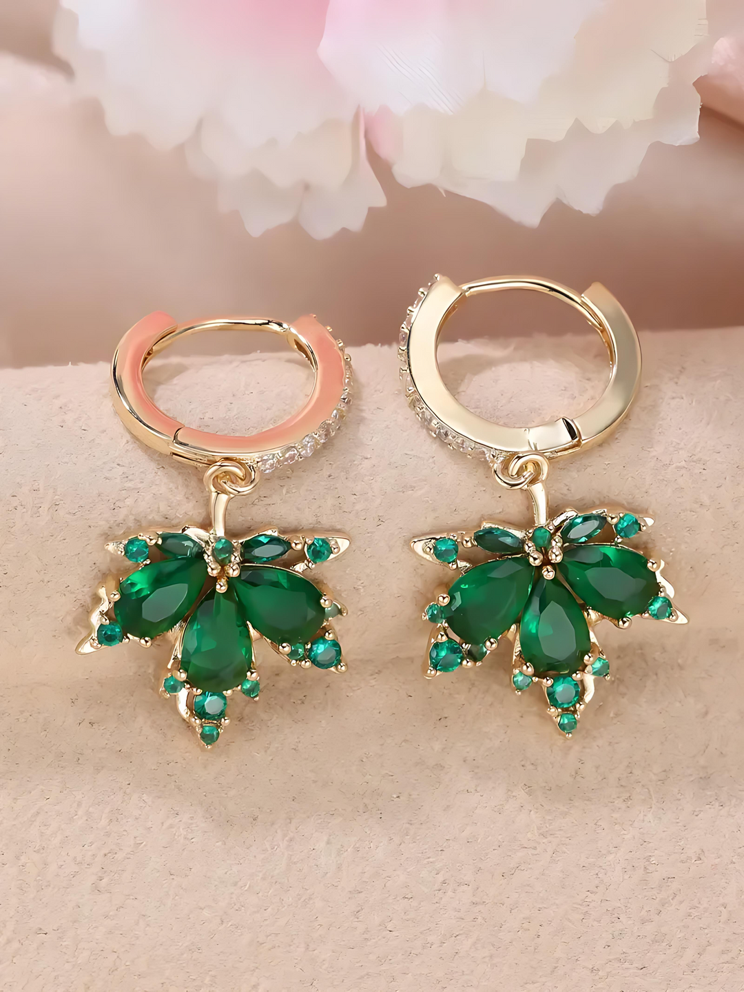 Maple Leaf Gemstone Dangle Earrings