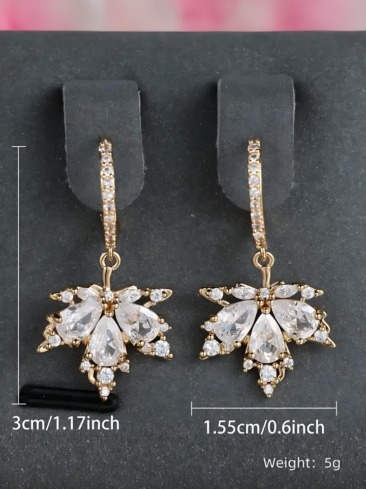 Maple Leaf Gemstone Dangle Earrings