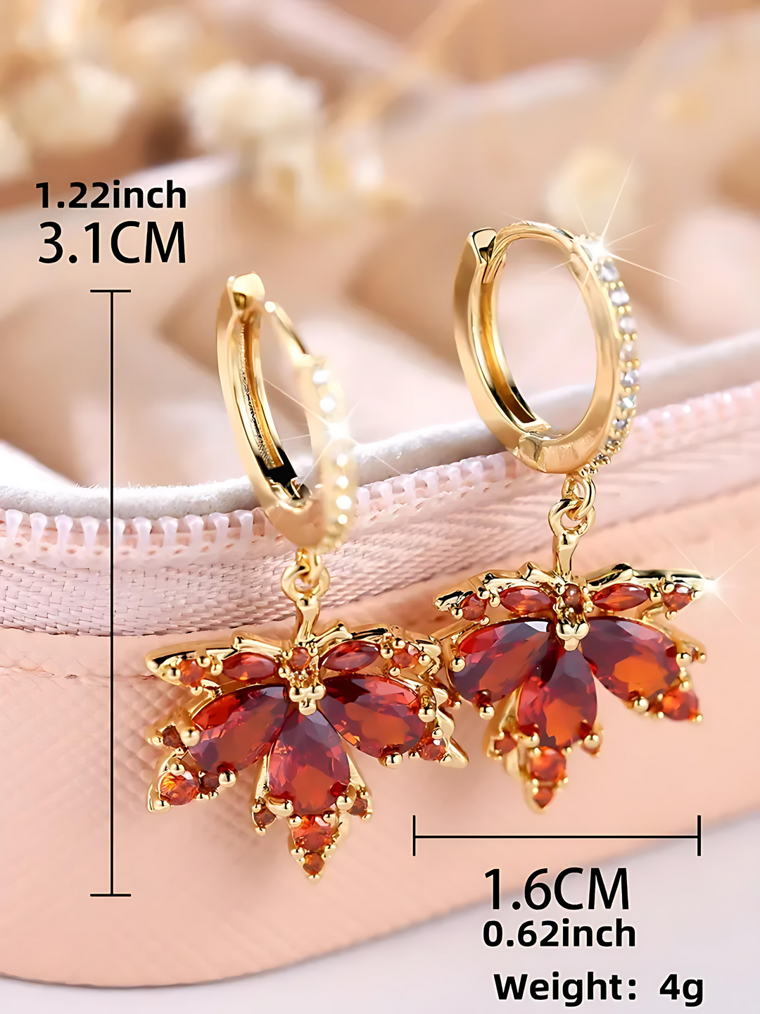 Maple Leaf Gemstone Dangle Earrings