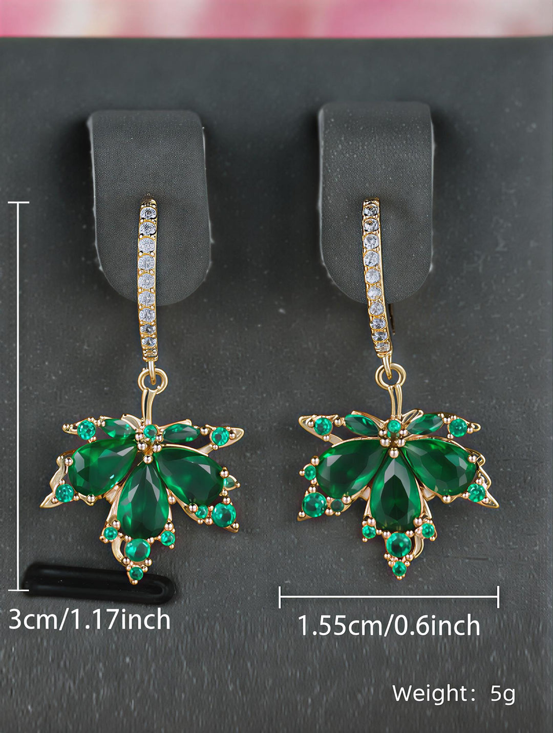 Maple Leaf Gemstone Dangle Earrings