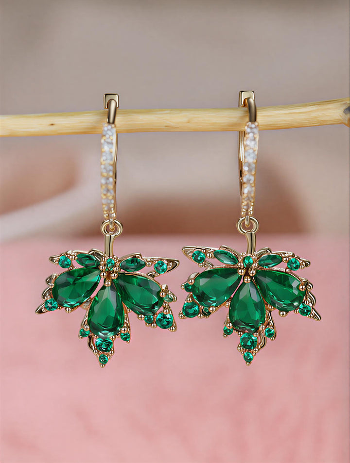 Maple Leaf Gemstone Dangle Earrings