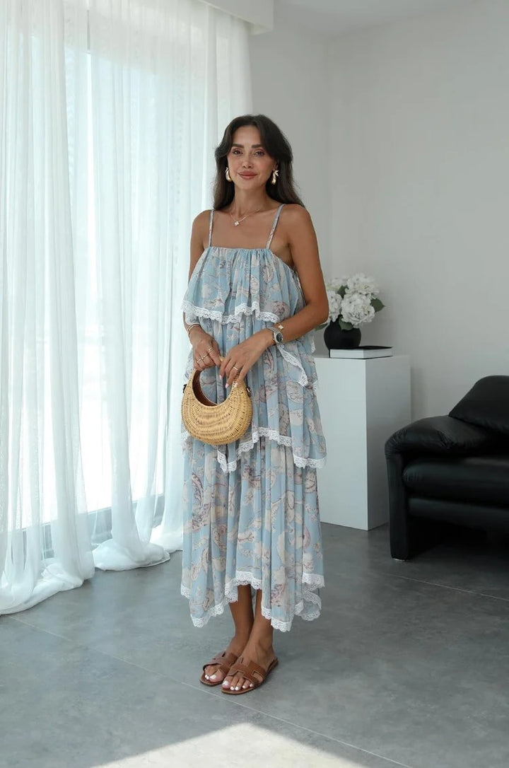 Boho Ruffle Patchwork Maxi Dress