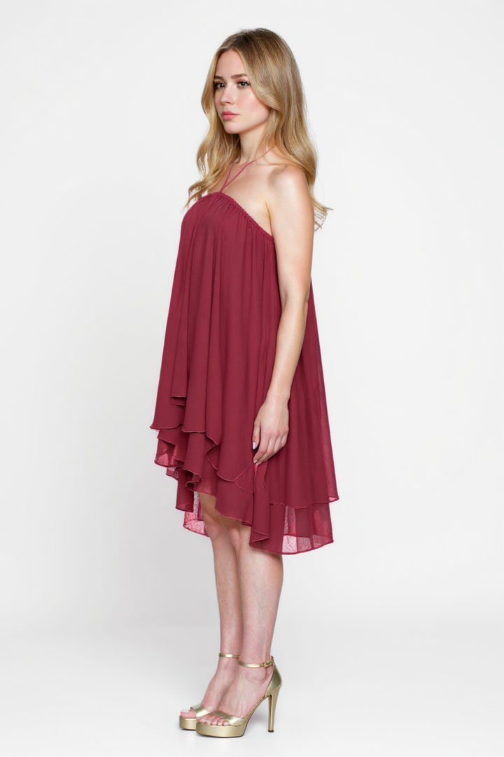 Elegant Halter Ruffles Dress