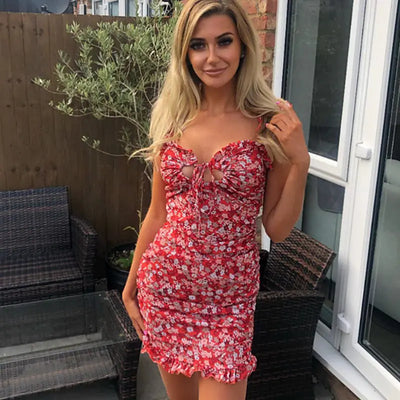 Floral Ruffle Strap Dress