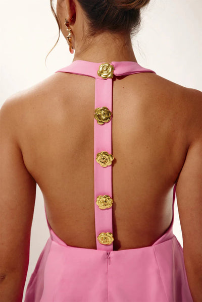 Roséfarbenes Cut-Out-Minikleid