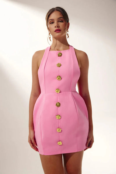Roséfarbenes Cut-Out-Minikleid