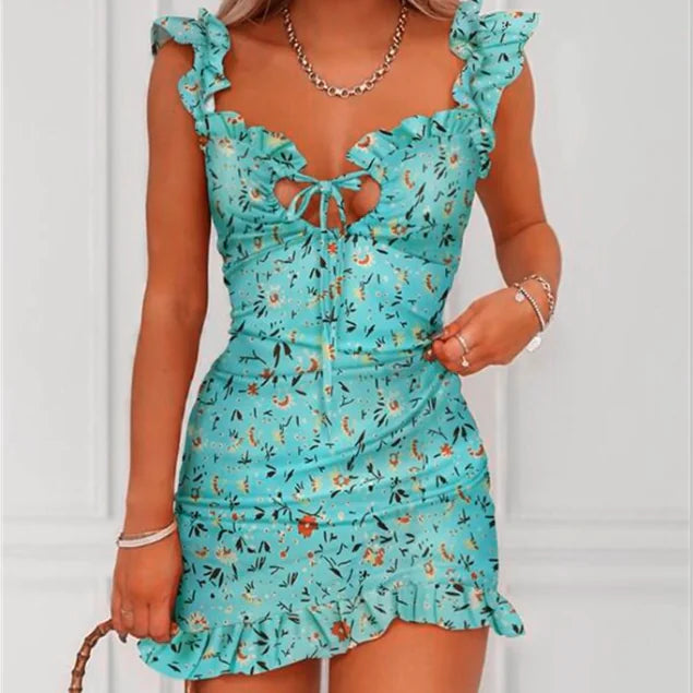 Floral Ruffle Strap Dress