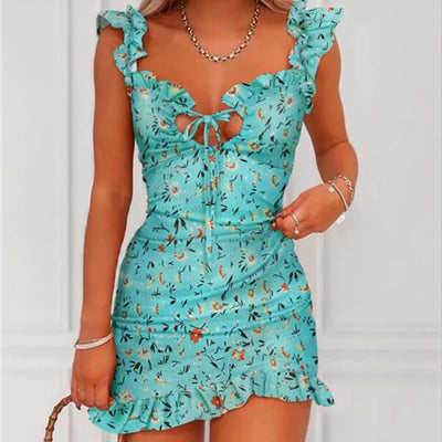 Floral Ruffle Strap Dress